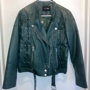 Fashion Nova French Mole Moto Jacket- Green